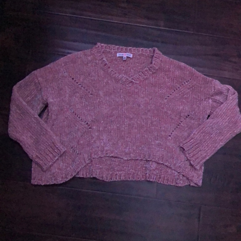 shiny tan Lose long sleeve crop top.